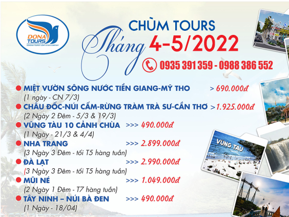 TOURS THÁNG 4&5-2022